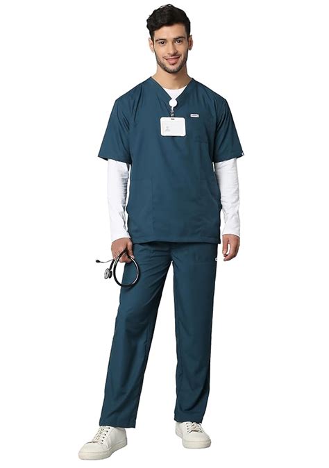 KNYA Active Men's 5-Pocket Scrub Suit | Set of Top & Bottom | Half ...