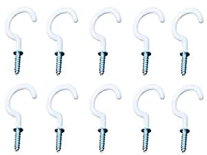 10 Pieces White Screw-In Question Mark Shaped Hooks Self-tapping Screws ...