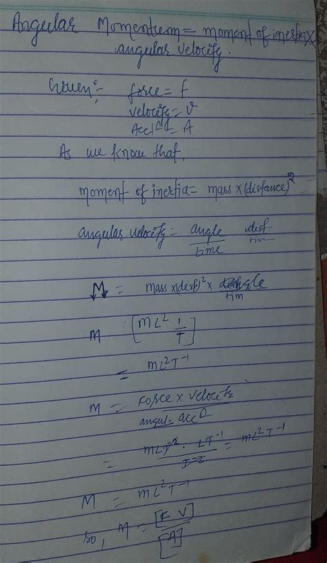 if velocity v, acceleration A and force For are chosen as fundamental ...