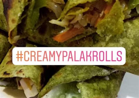 Creamy palak rolls # starters # post 4th Recipe by Vanshika Premani ...