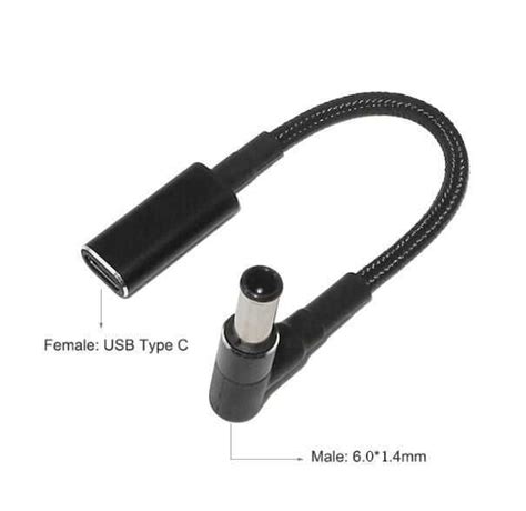 Female Type C to Male 6.0x1.4mm Jack Converter Cable Type-C to 6014 ...