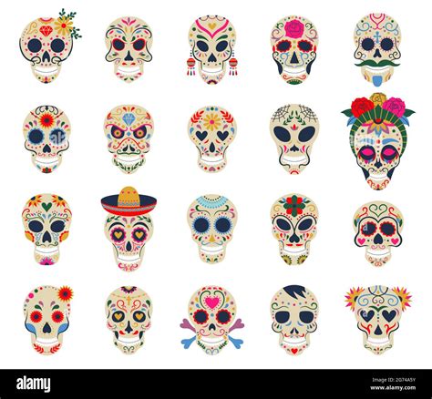 Day of the dead skulls. Dia de los muertos traditional mexican sugar ...