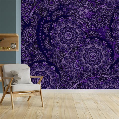 Blue Flower Rangoli Wallpaper – Myindianthings