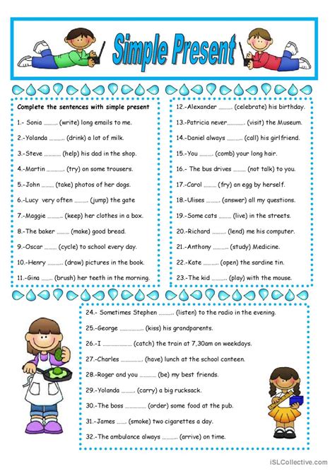 SIMPLE PRESENT: English ESL worksheets pdf & doc