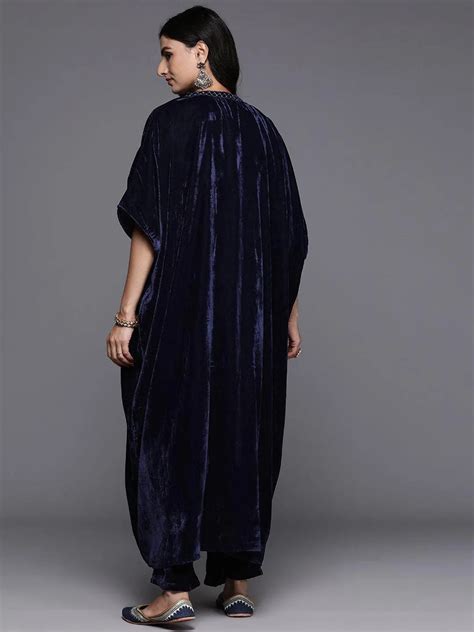 Buy Blue Solid Velvet 3 Piece Co-Ords Online at Rs.1949 | Libas