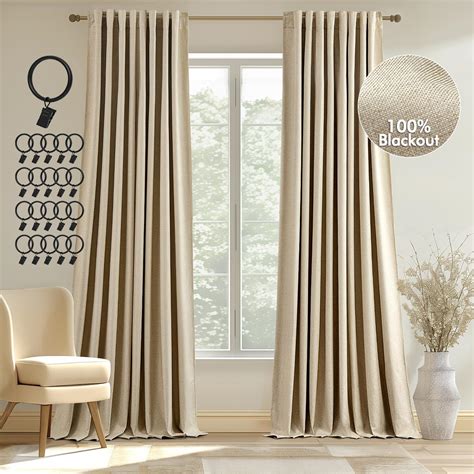 Amazon.com: MIULEE 100% Blackout Curtains 96 inches Long, Linen ...
