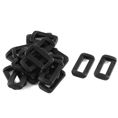 Generic Plastic Bar Slides Buckles 20pcs Black for 15mm Webbing Strap ...