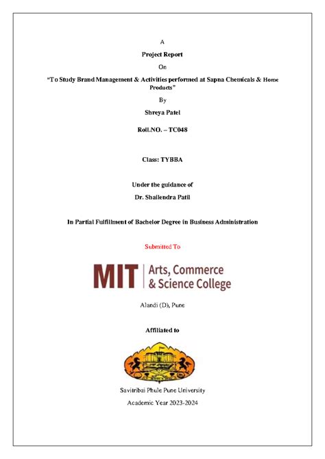 IBM - study material - A Project Report On “To Study Brand Management ...