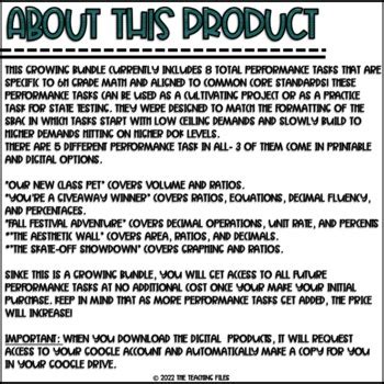 Image result for Performance Task 6th Grade Math