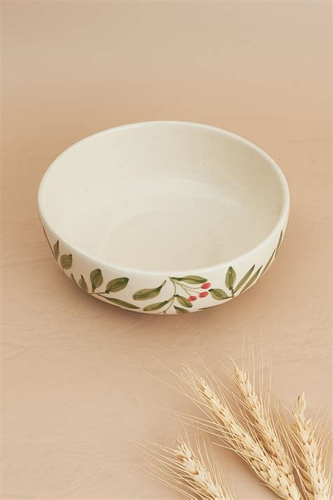 Olive Leaf Ceramic Bowl - Large