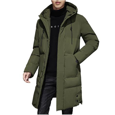 APEXFWDT Mens Long Winter Coat Hooded Insulated Puffer Jacket Puffy ...