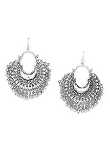 Buy Nityakshi Designer LightWeighted Oxidized Silver Afghani chandbali ...