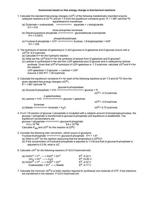 Numericals on Thermodynamics - Numericals based on free energy change ...