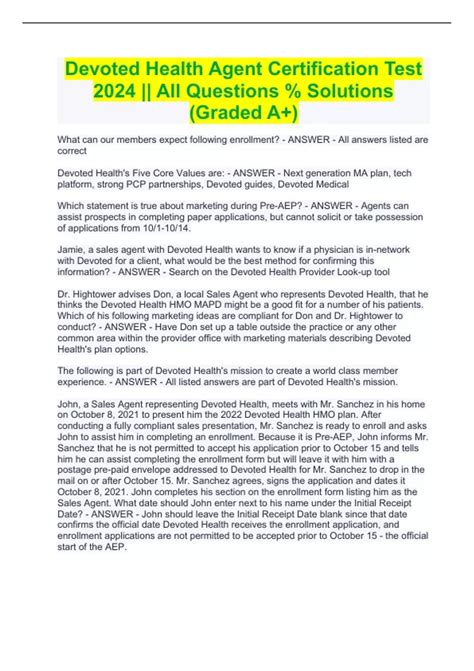 Devoted Health Agent Certification Test 2024 || All Questions ...
