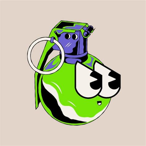 Doodle cute character illustration grenade sticker | Premium Vector