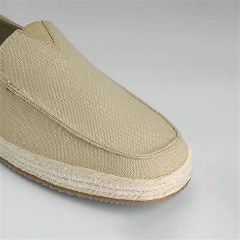 Beige Cotton Canvas Slip-On Espadrilles for Men | Boat Shoes – NoStrain