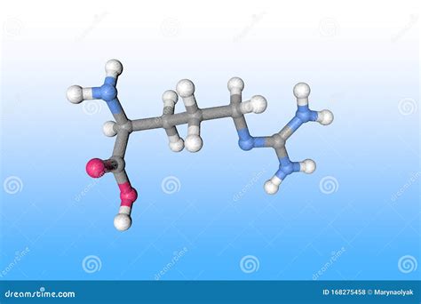 Molecular Model of L-arginine. Atoms are Represented As Spheres with ...