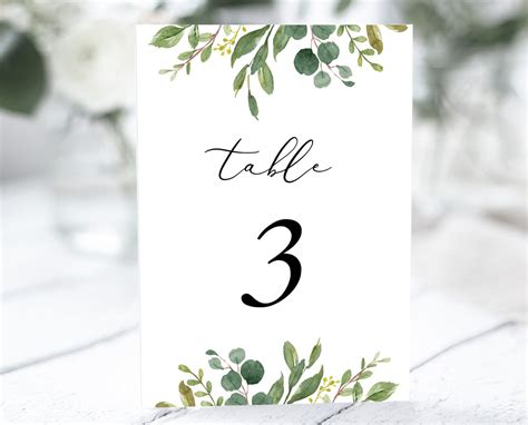 Wedding Table Number Cards