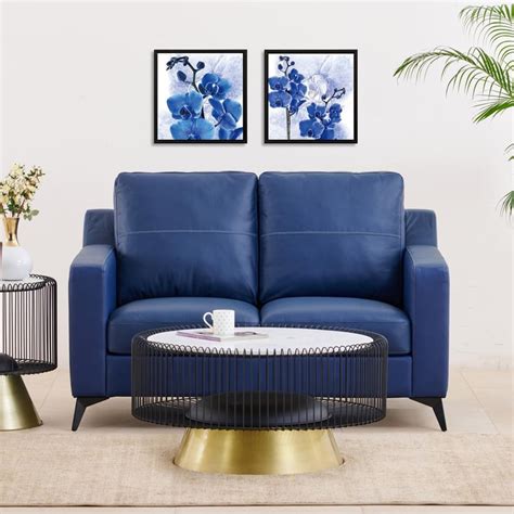Buy Madison Half Leather 2-Seater Sofa - Blue from Home Centre at just ...