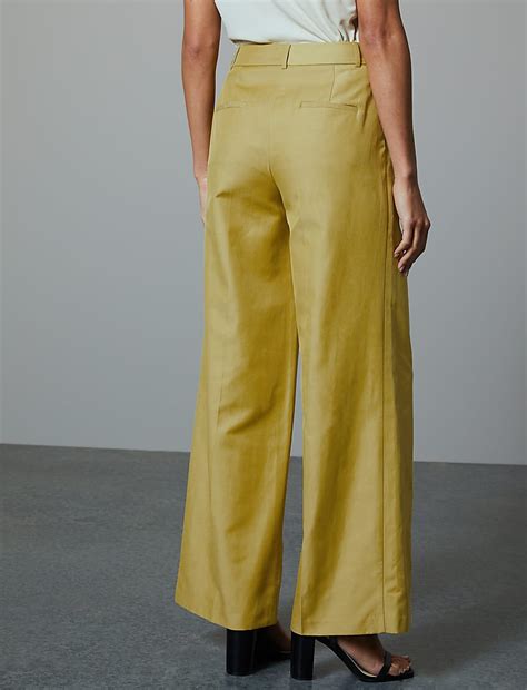 Buy Linen Blend Wide Leg Trousers at Marks & Spencer