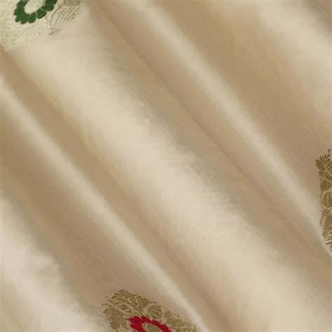 Cream Color Kadwa Meena Brocade Fabric – KC Creations