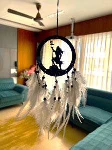 Zodiac Shiv with White feathers Dream Catcher for Car Rear View Mirror ...