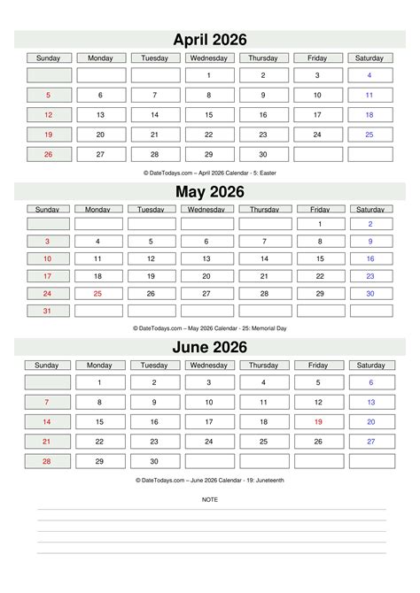 April May June Calendar 2026 Printable: Plan Your Summer Ahead ...