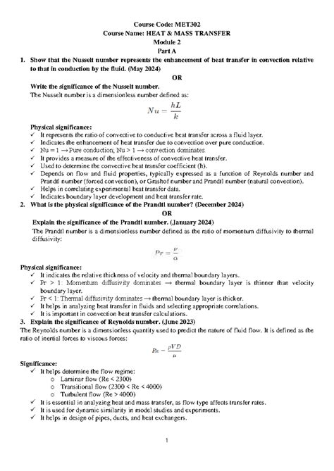 HMT302 Question Bank: Heat Transfer Concepts & Significance - Studocu
