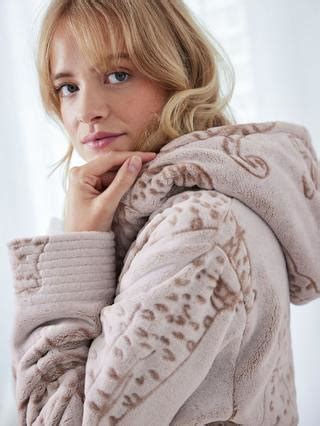 Chelsea Peers Leopard Burnout Fleece Dressing Gown, Brown