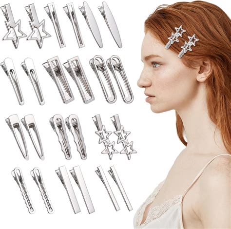 Amazon.com : Giantree 24 Silver Hair Clips Set - Metal Barrettes, Non ...