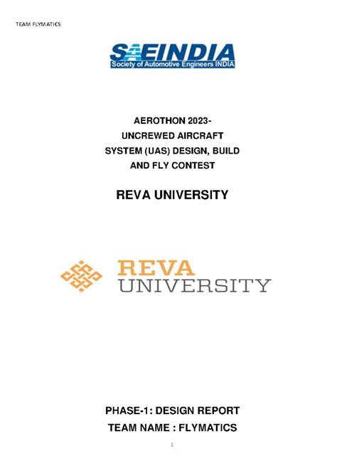 Design Report for Aerothon UAS: Phase-1 by Flymatics - Studocu