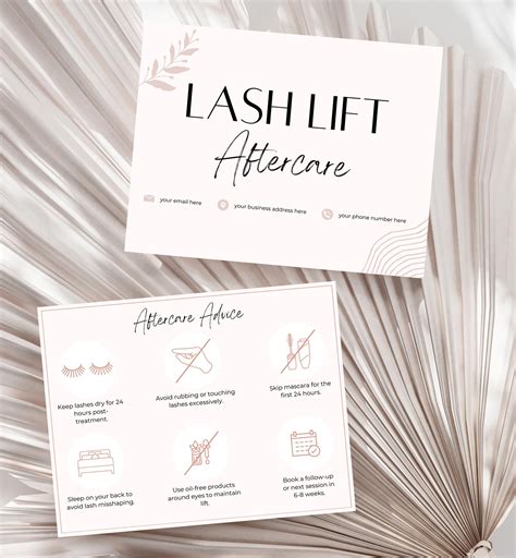 Lash Lift Aftercare Cards - Printable & Customizable Care Instruction ...