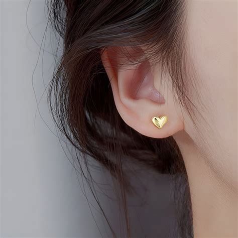 Heart Gold Earrings Heart Shaped Gold-Plated Stud Earrings – Zariya ...