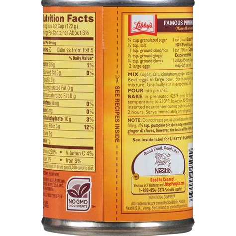 Libby's Pumpkin Pie Puree Ingredients | The Cake Boutique