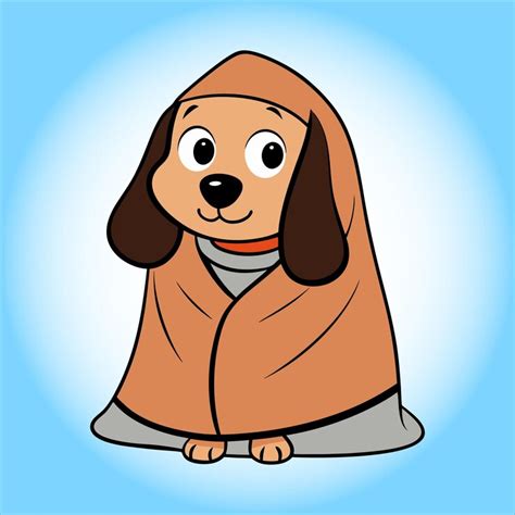 Cute coonhound girl wearing blanket cartoon | Premium AI-generated vector