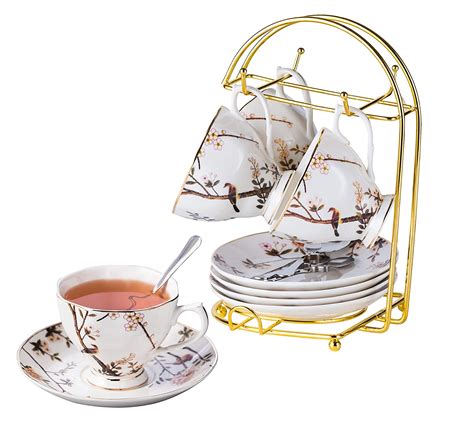 Buy Jusalpha Porcelain Tea Set- 7 Oz- Bird Tree Classic Tea Cup/Coffee ...