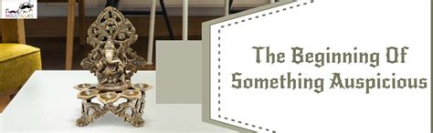 Buy Two Moustaches Brass Panch Deep Ganesha Carving Diya, Antique Brown ...