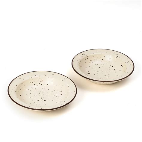 Beyond Homes Ceramic Pasta Bowls Shallow,19 cm, Set of 2, Off-White ...