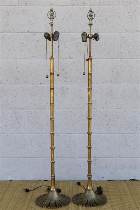 Pair of Vintage Chapman Brass Bamboo Floor Lamp For Sale at 1stDibs