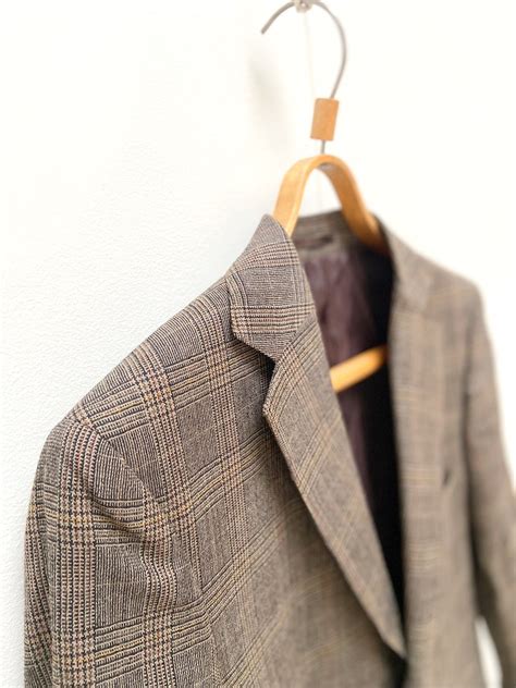 Vintage 90s Brown Wool Blazer M Wool Sports Coat Checked Blazer Brown ...