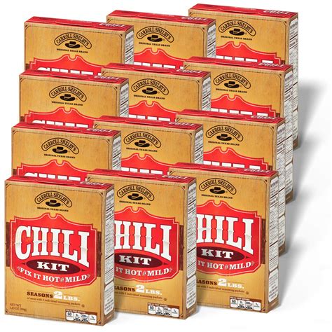 Amazon.com : Carroll Shelby's Original Texas Brand Chili Kit 3.65oz Box (Pack of 12) : Packaged ...