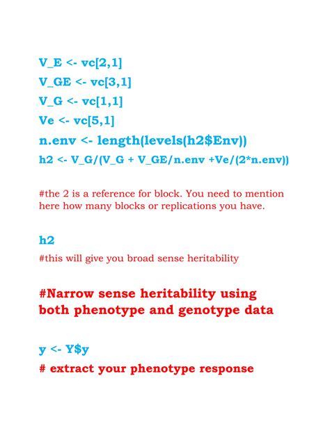 Tutorial for Estimating Broad and Narrow Sense Heritability using R | PDF