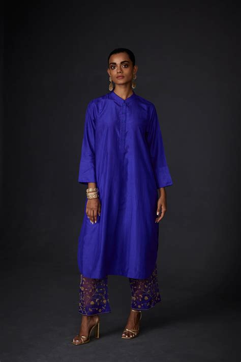 EMBROIDERED TUNIC TROUSER SET- PERSIAN BLUE – BRIH