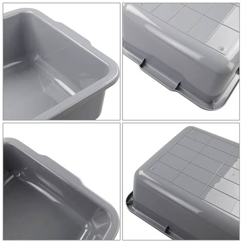 Plastic Tub 4-Pack 35 Liter Plastic Bus Tubs - Heavy Duty Light Gray ...