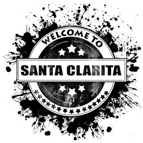 Santa clarita city black rubber stamp isolated on a solid white ...