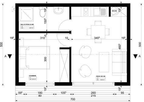 Small House Floor Plan: Bedroom and Living Room Layout