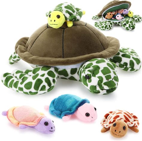 Buy 5 Pieces Plush Turtle Set 12 Inch Stuffed Sea Turtle Mom with 4 ...