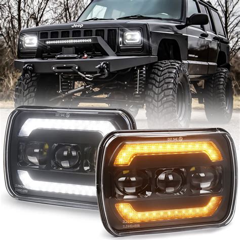 Buy 7x6 LED Headlights, Dot Approved 5x7 Headlights with Yellow Turn ...