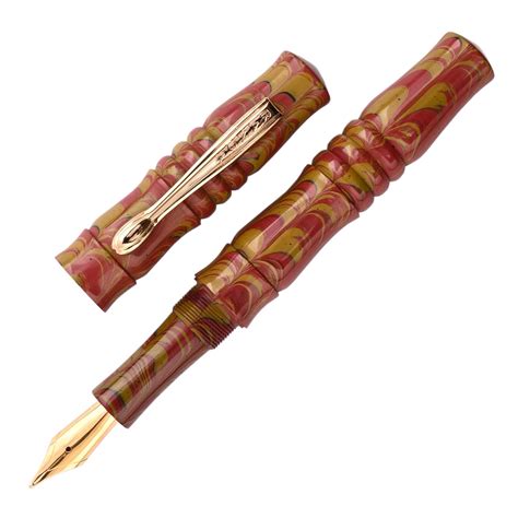 Ranga Designer Special Ebonite Fountain Pen - Mustard Red Ripple GT ...