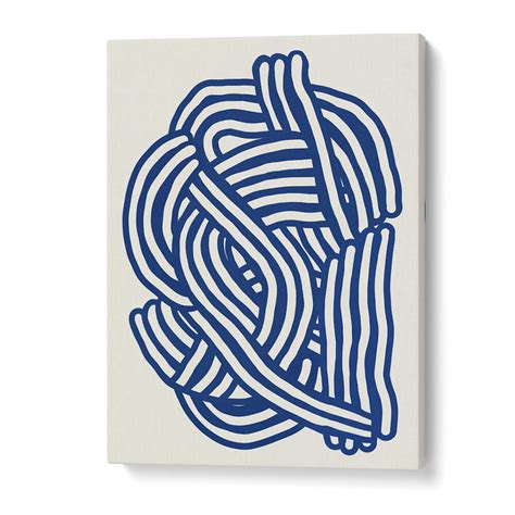 Line Art Organic Shape In Blue Line Art Paintings – Asianmonk